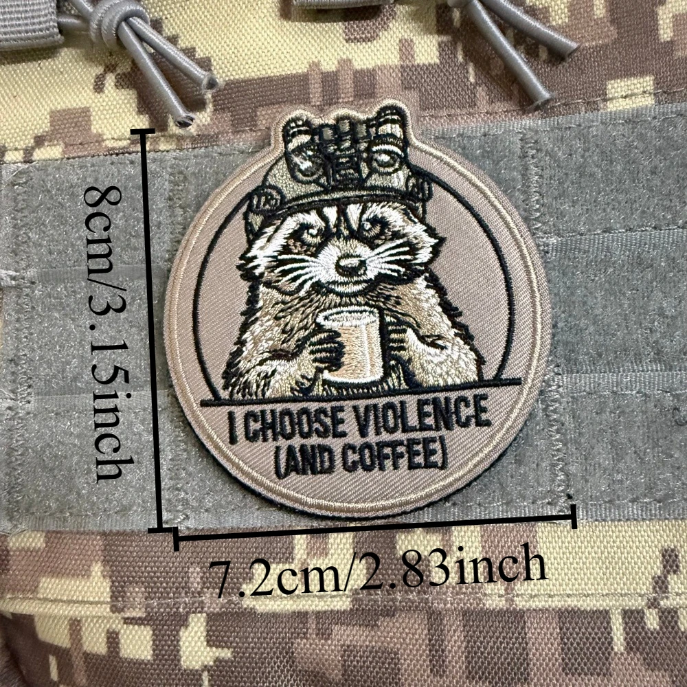 Parche táctico raccoon bordado con velcro gancho-bucle mochila y ropa - imagen 2