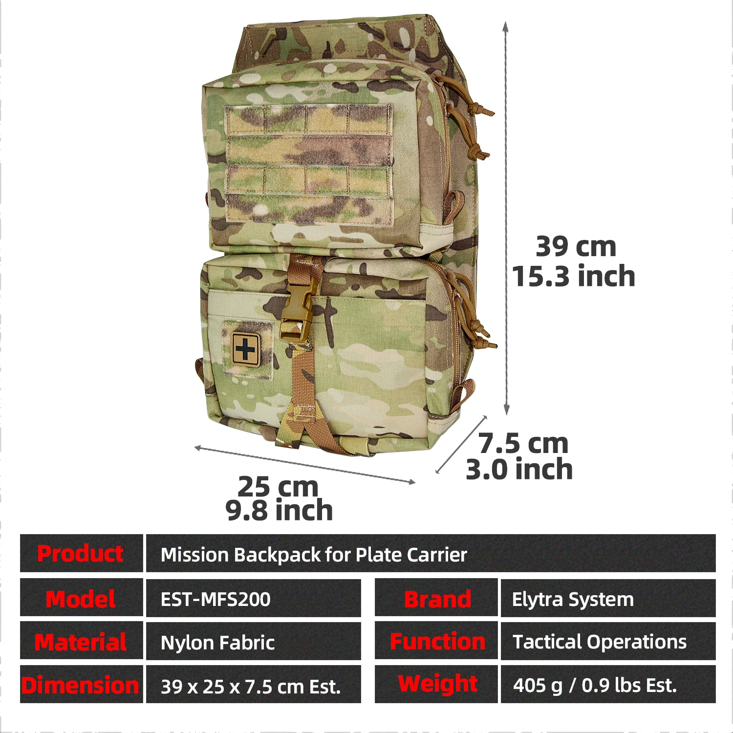 Bolsa trasera táctica Elytra con sistema MOLLE