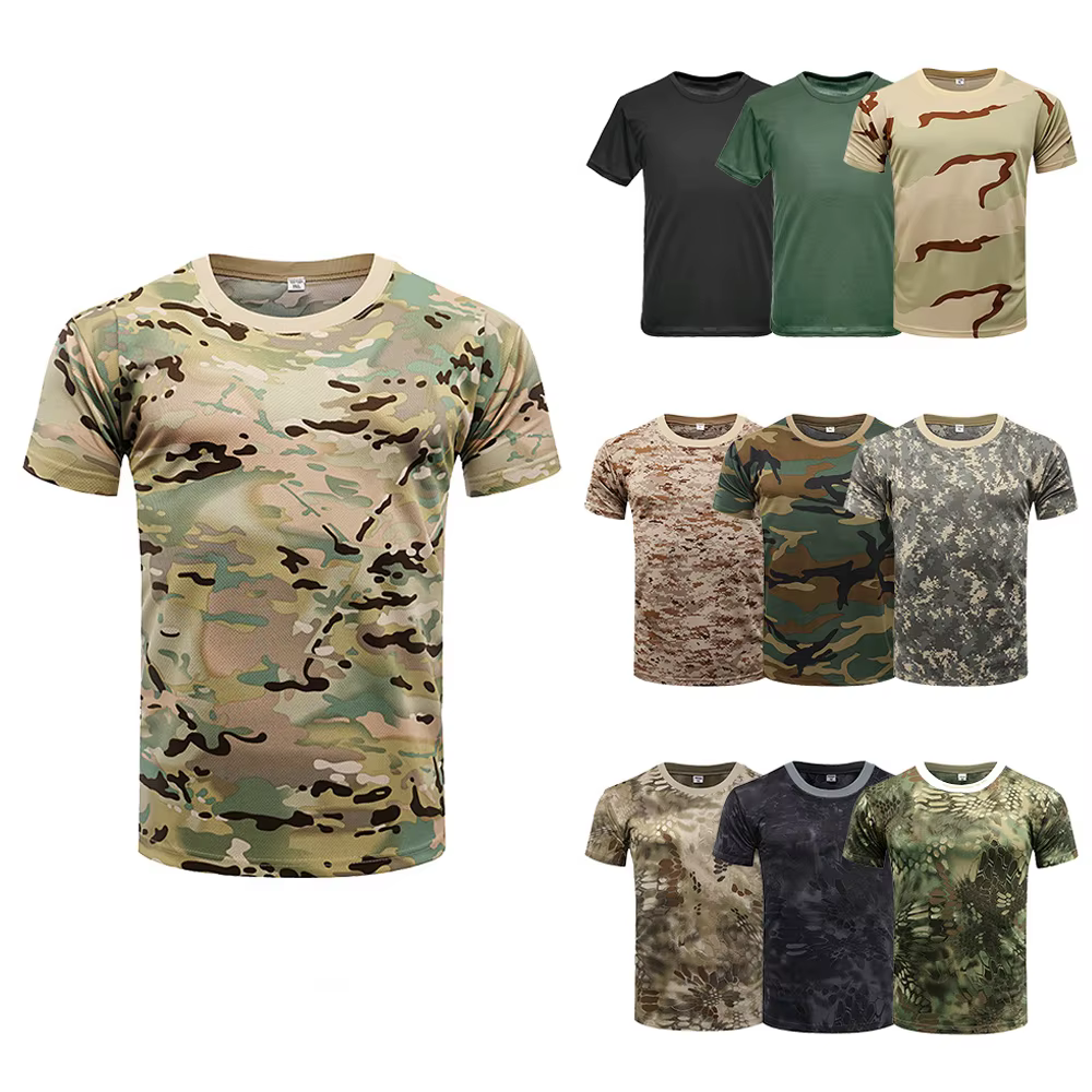 Camiseta táctica camuflaje tridimensional para hombre manga corta
