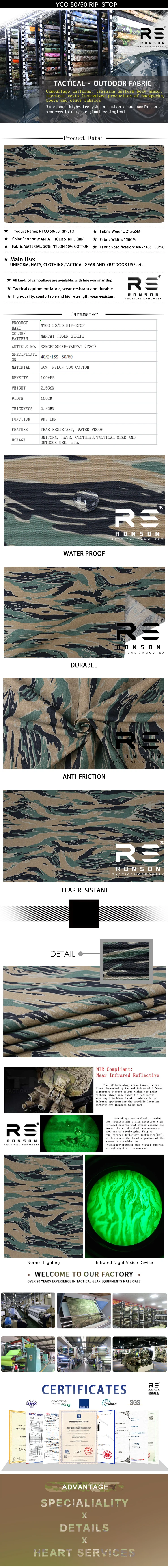 Tela táctica camuflada MARPAT Tiger Stripe en formato rip-stop