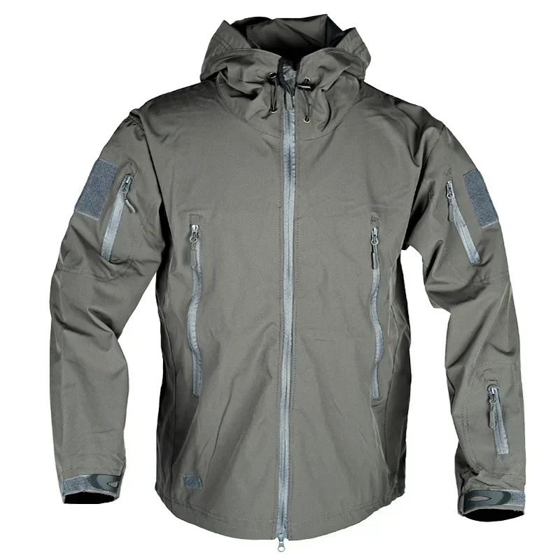 Chaqueta táctica bomber con capucha cortaviento piel de tiburón - imagen 4
