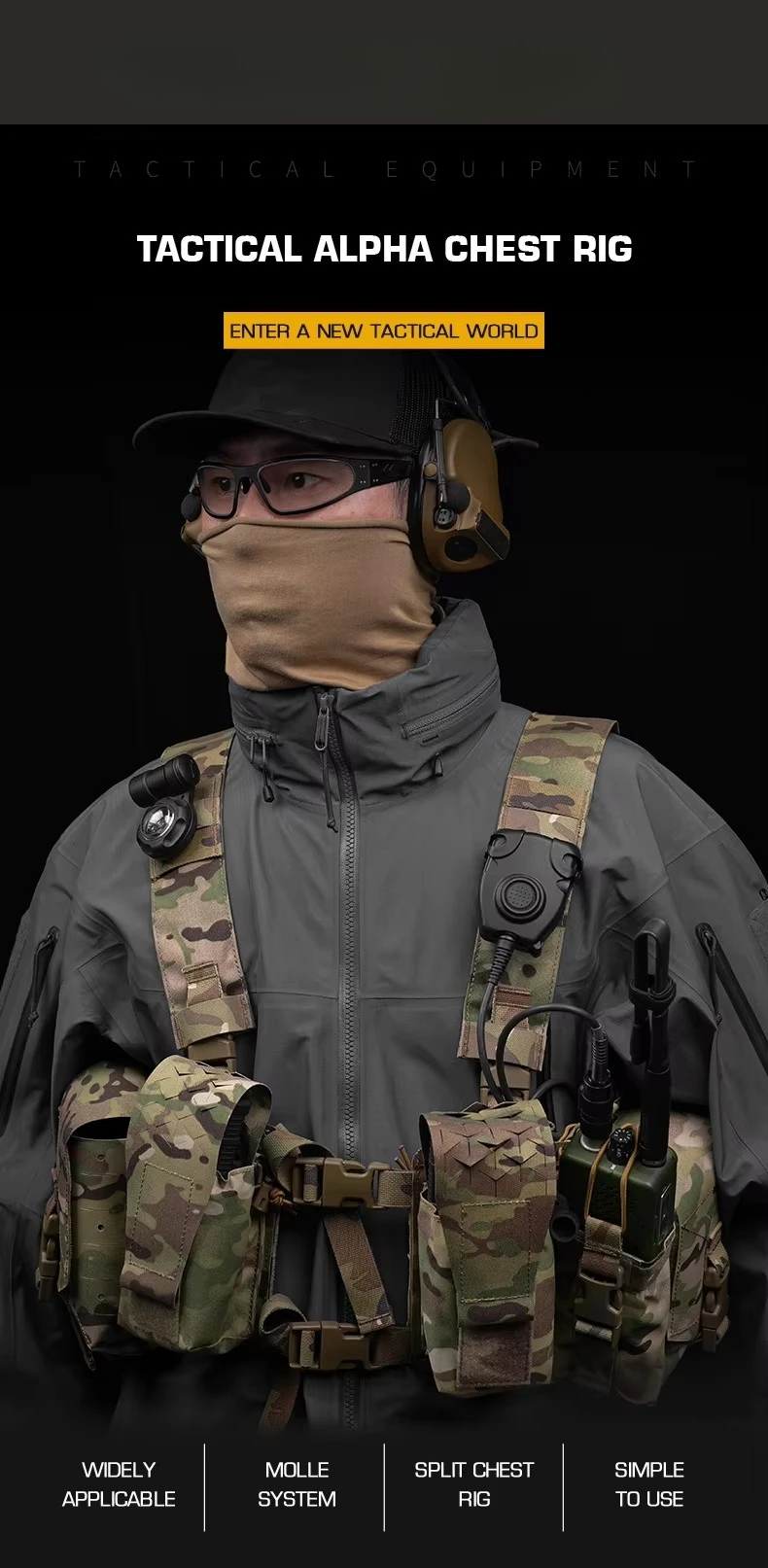 Plataforma de pecho Alphavista frontal con sistema MOLLE
