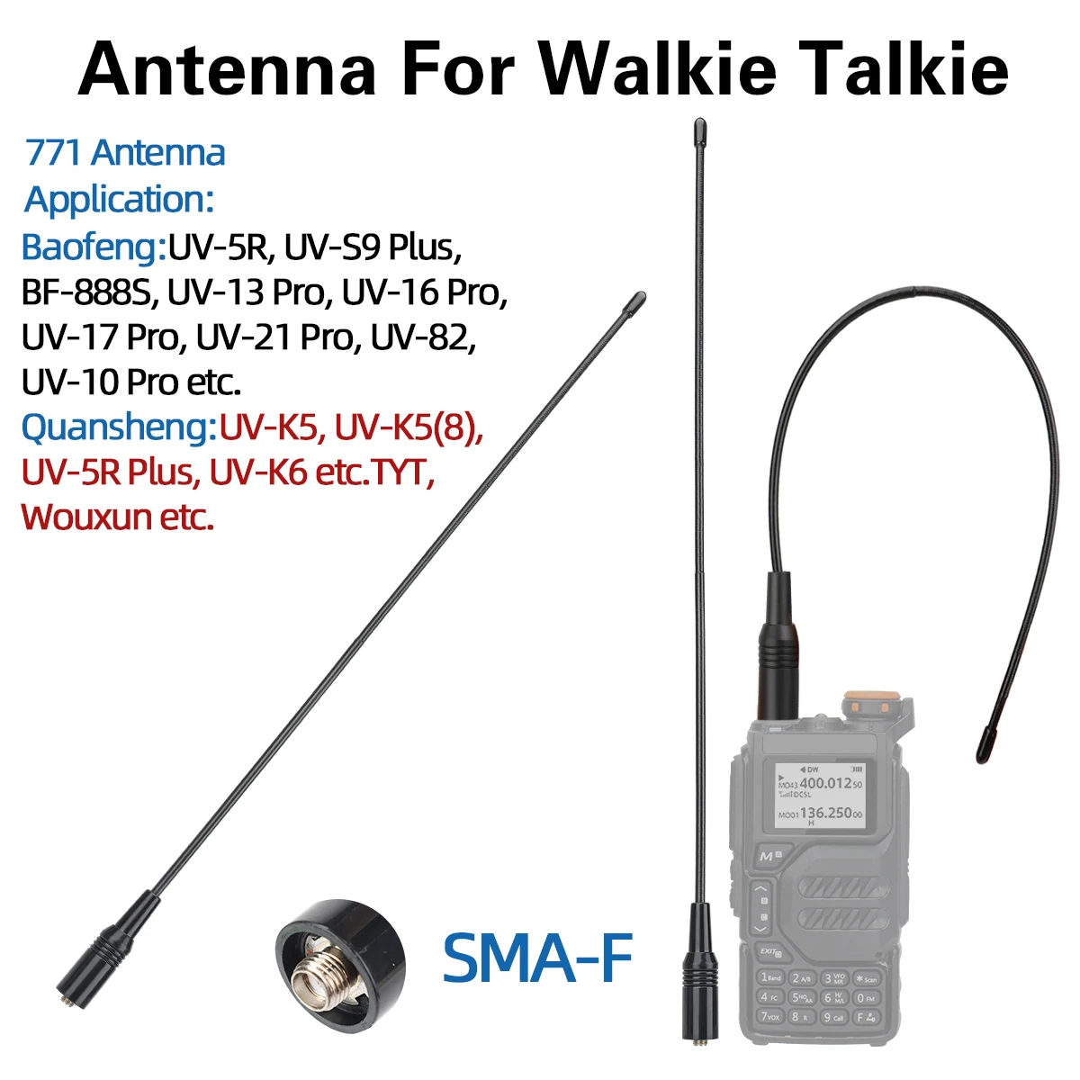 Antena instalada en walkie talkie