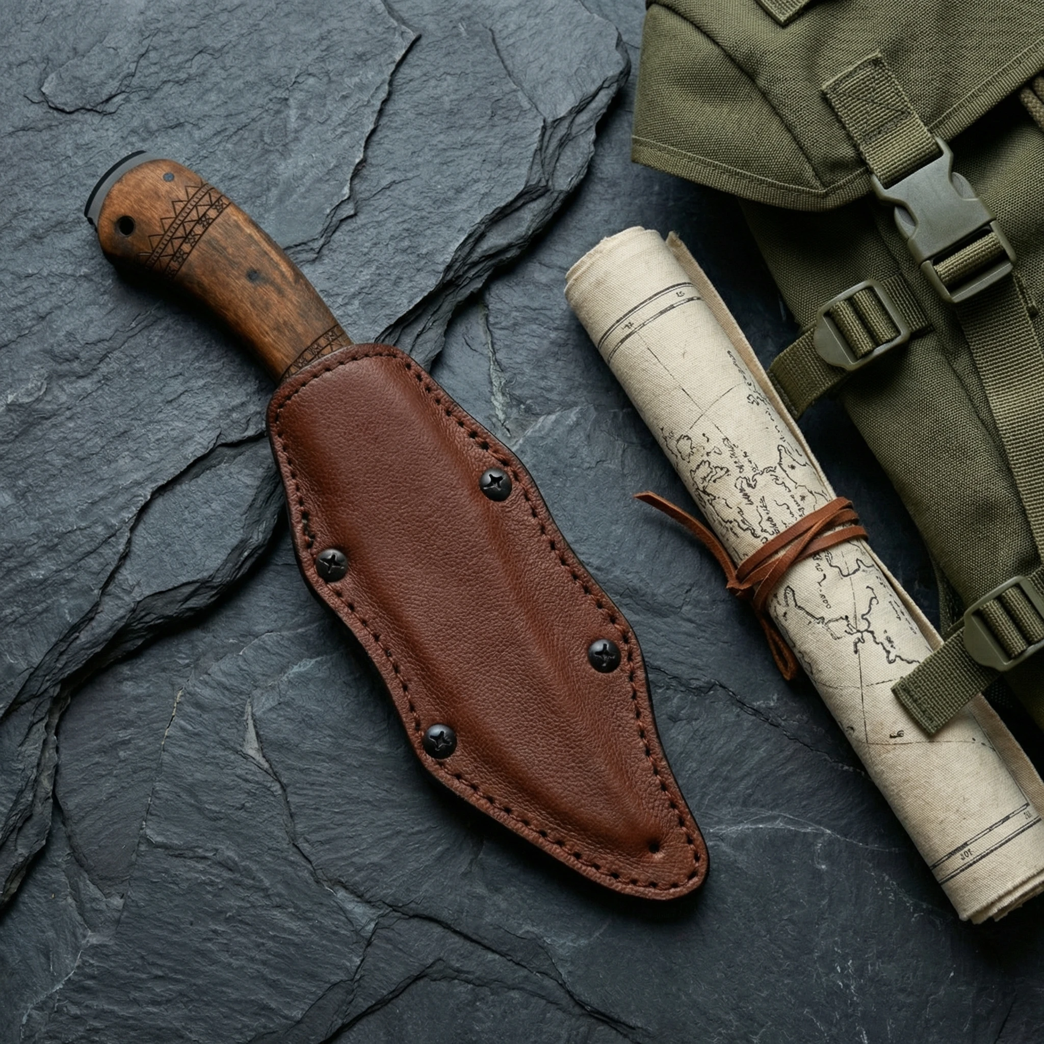 Cuchillo fijo para exteriores con funda táctica de emergencia - imagen 5