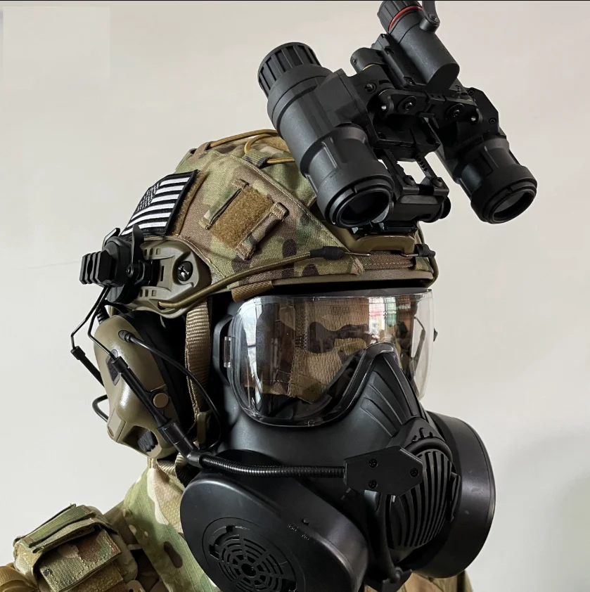 Juego de casco táctico y máscara antigás con visor nocturno - imagen 3