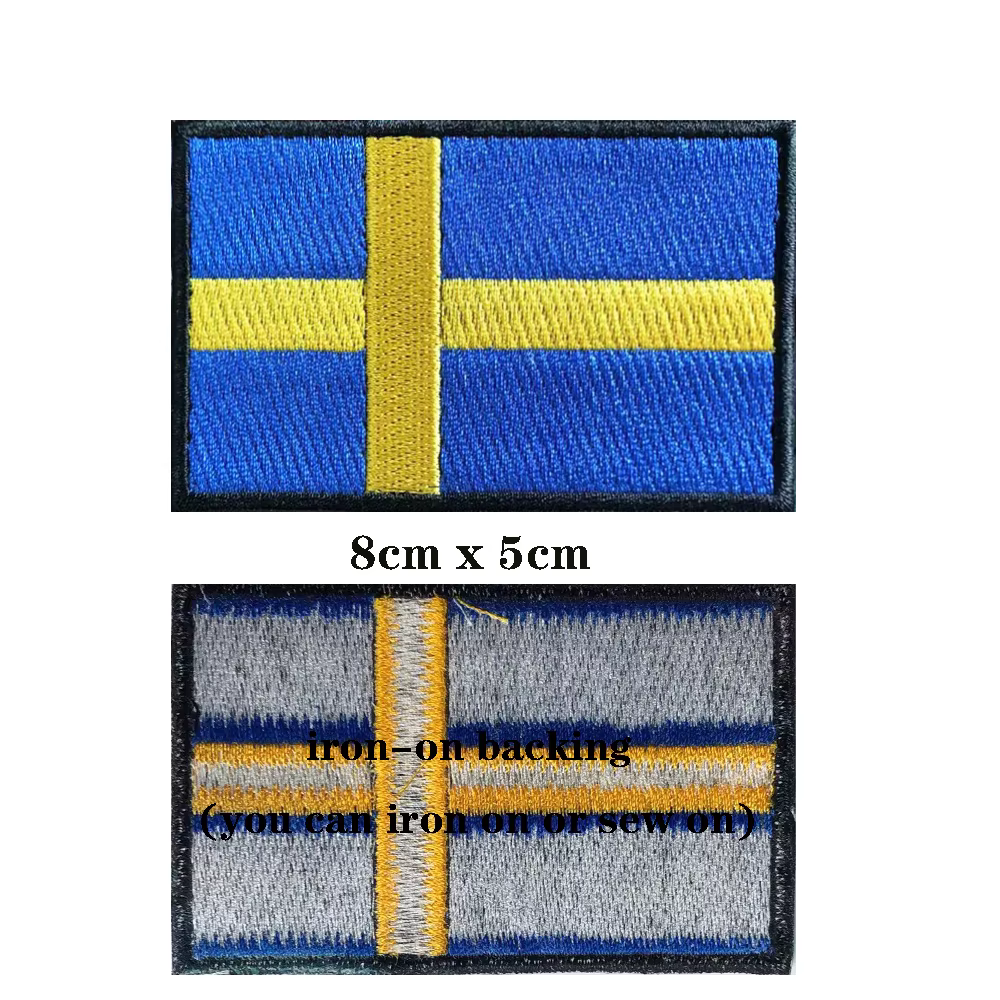 Parche bordado bandera Suecia brazo militar con cierre Velcro