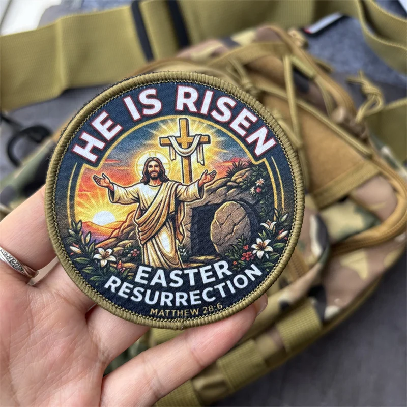 Parche militar cruz de Jesús velcro gancho y bucle ÉL HA RESURGIDO - imagen 5