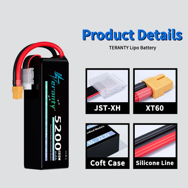 TERANTY batería LiPo para dron FPV con conector XT60 flexible - imagen 5