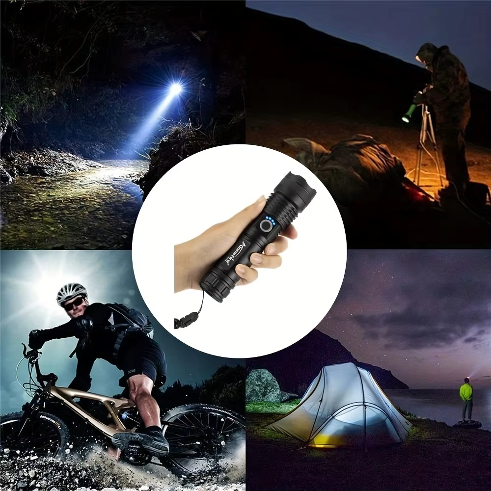 Linterna táctica LED con zoom IPX4 resistente para acampada y caza - imagen 4
