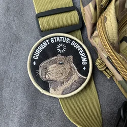 Parche táctico bordado capibara con velcro para mochila y brazalete