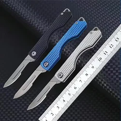 Bisturí plegable de acero inoxidable, mini cuchillo de bolsillo