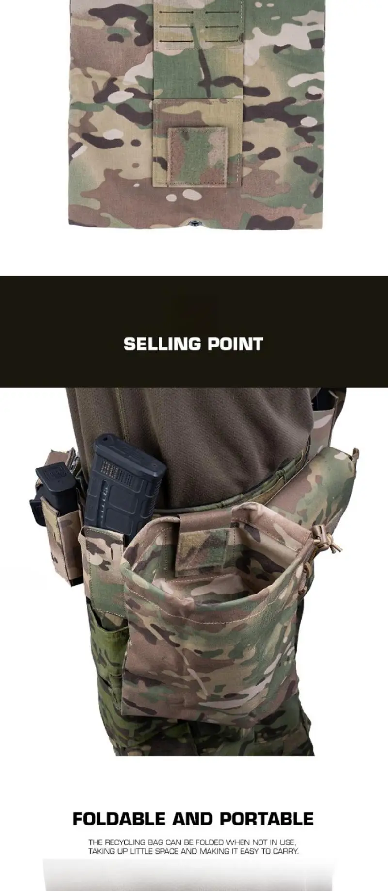 Bolsa de reciclaje de cargadores Poseidon Defense WRC plegada