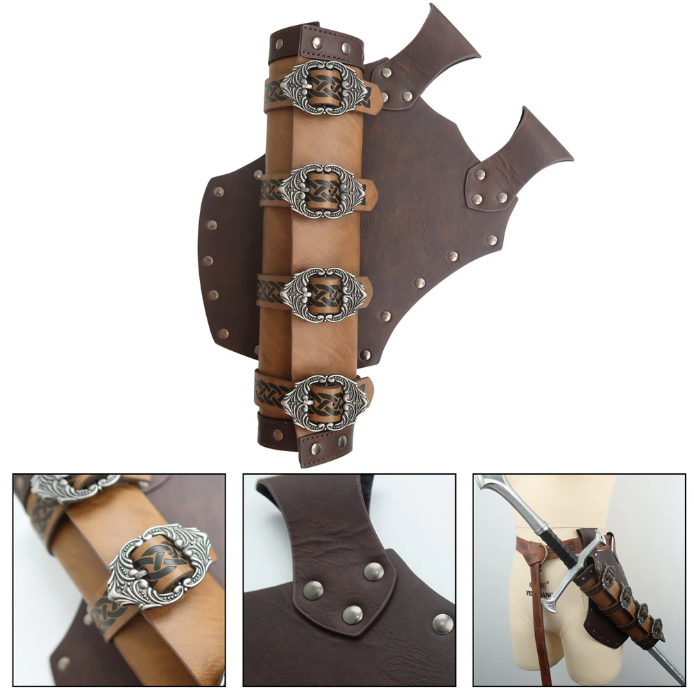 Funda de espada medieval en piel sintética estilo vintage para LARP