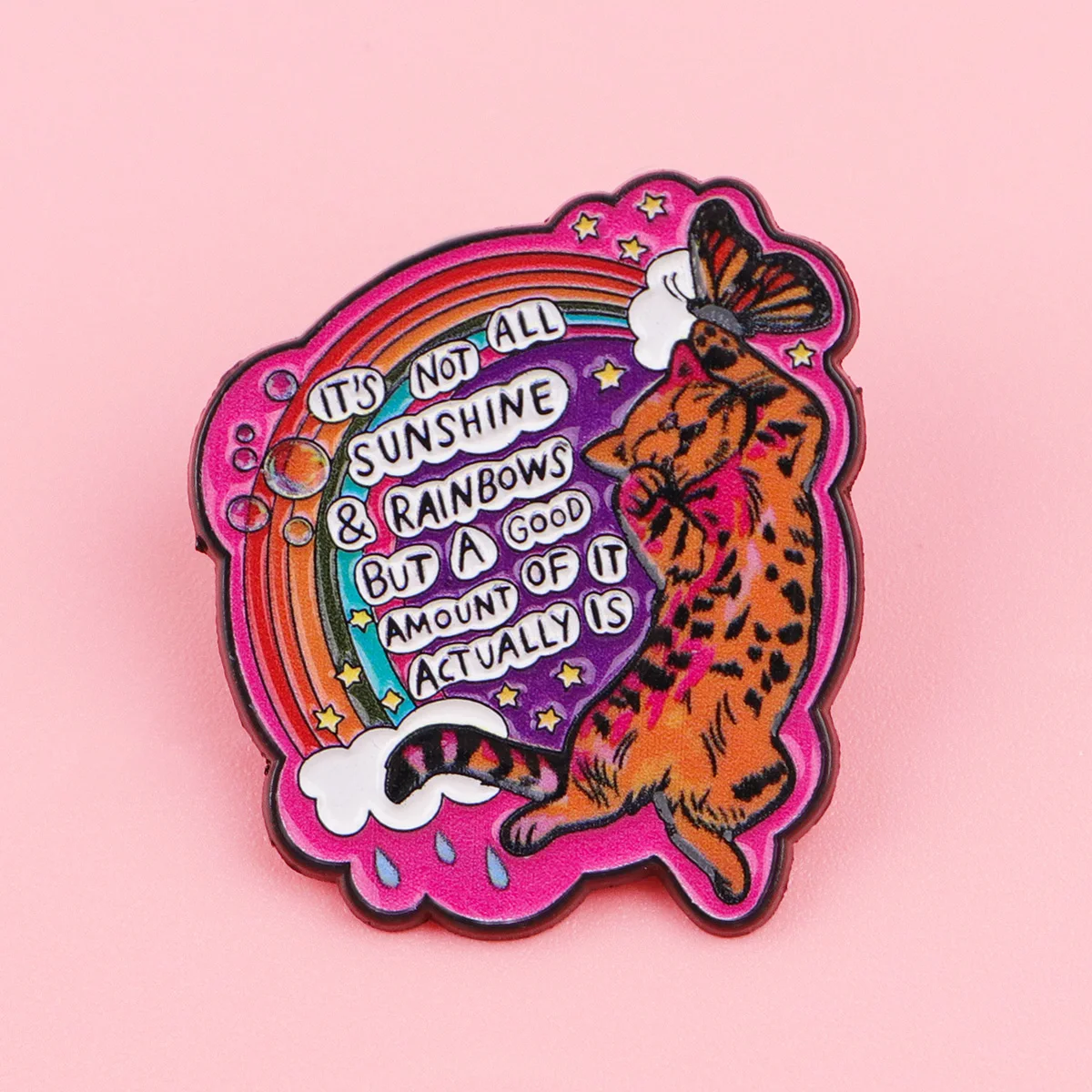 Pin de esmalte gato positivo – Broche para mochila y solapa - imagen 3