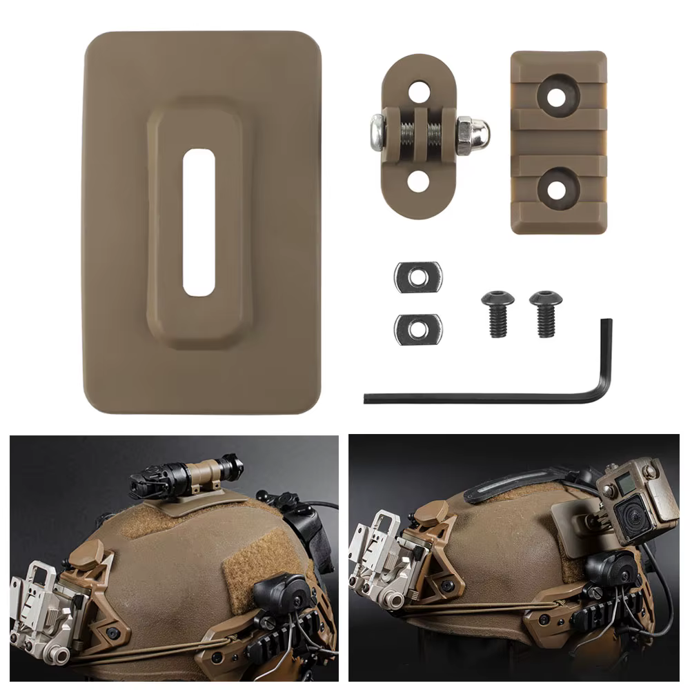 Adaptador casco táctico con soporte linterna y gancho MOLLE - imagen 3