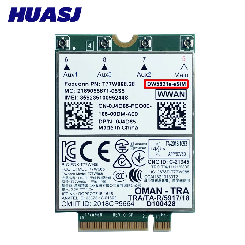 Tarjeta WWAN LTE Cat16 T77W968 dw5821e-esim 4G USB para Latitude - imagen 4