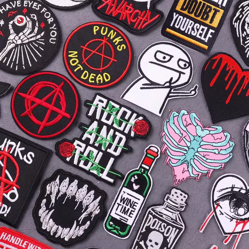 Parche bordado Punk Rock And Roll – Termoadhesivo para ropa