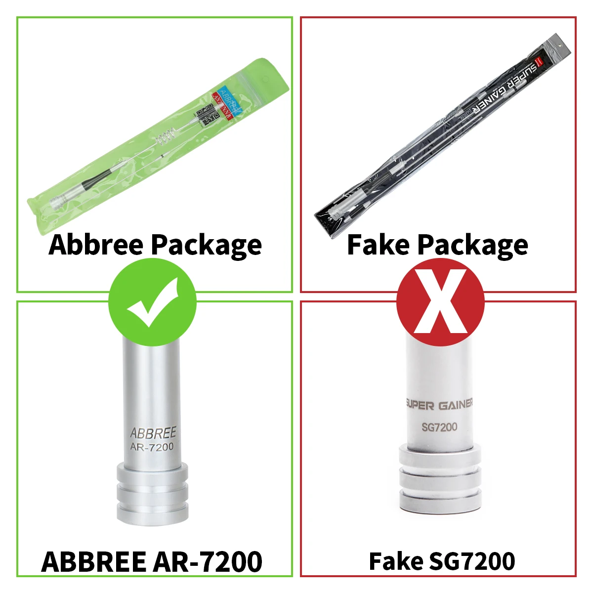 Antena ABBREE AR-7200 VHF UHF PL259 alta ganancia para móvil