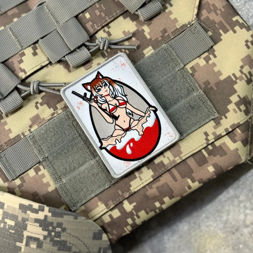 Parche velcro táctico con estampado anime chica para mochila - imagen 5