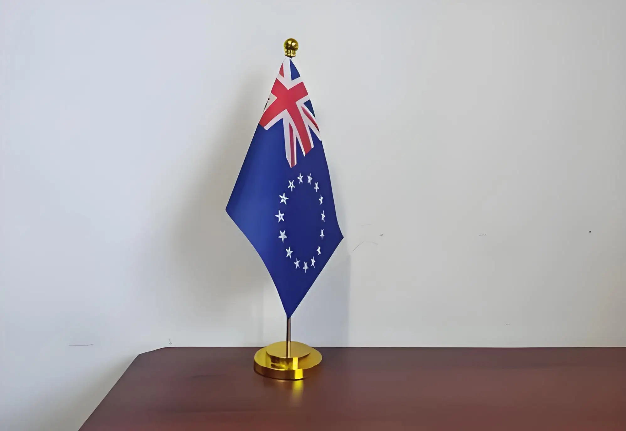Bandera de escritorio Islas Cook con asta