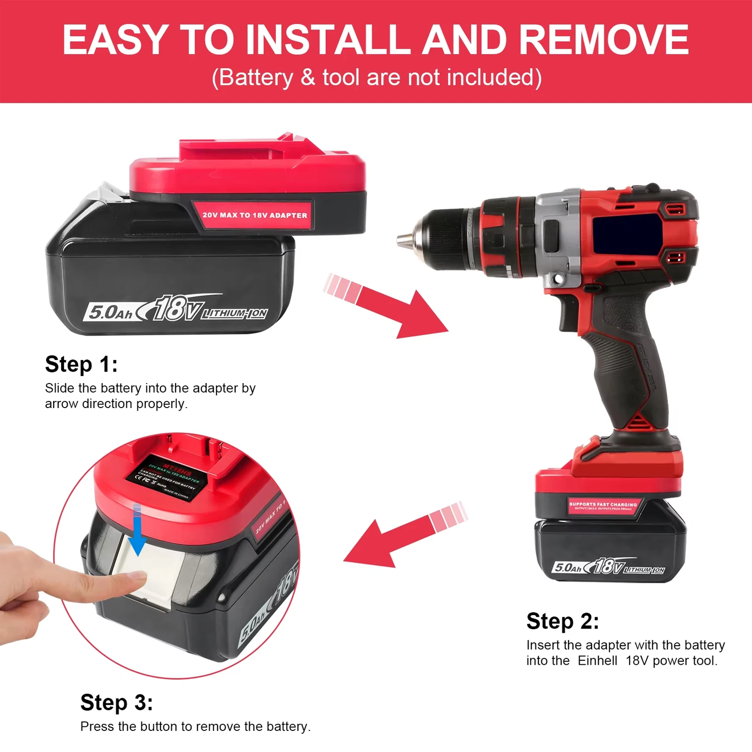 Adaptador de batería Makita a Einhell ion-litio para herramientas - imagen 5