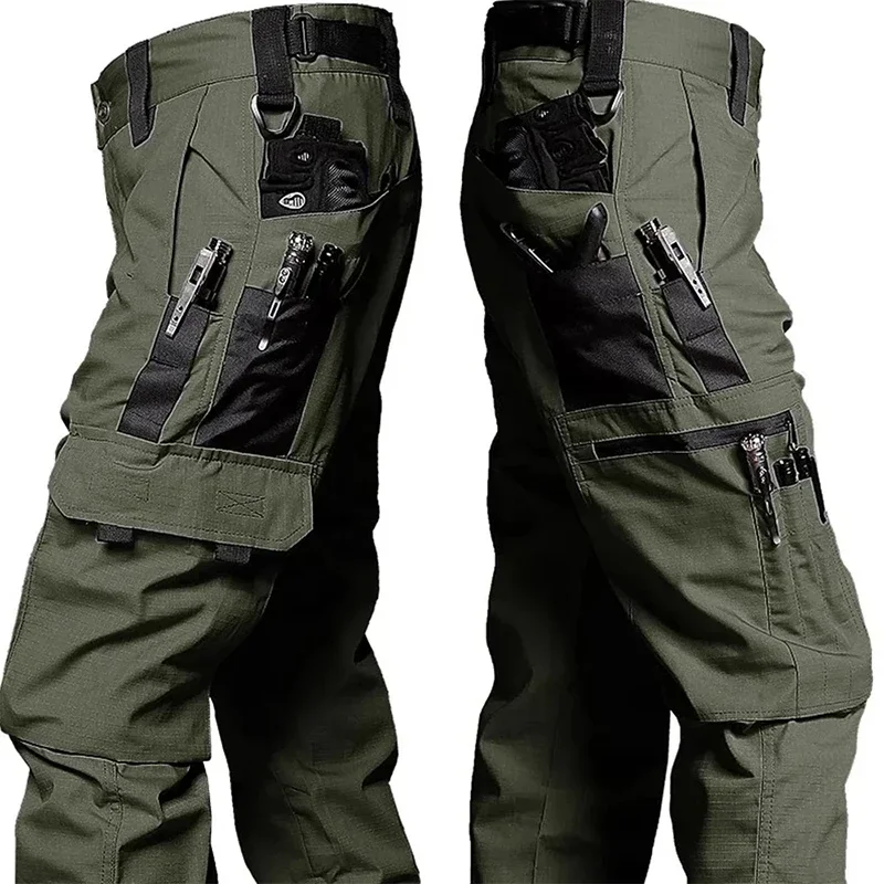 Pantalones tácticos impermeables con bolsillos cargo para hombre