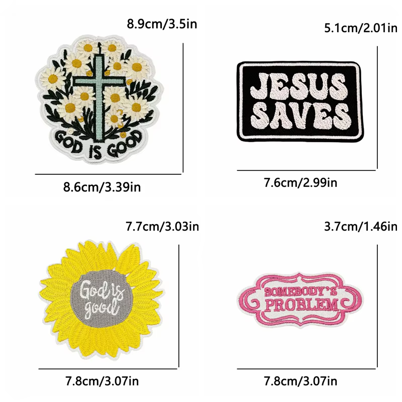 Parches bordados Jesús salva termoadhesivos mensaje positivo chaquetas