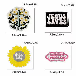 Parches bordados Jesús salva termoadhesivos mensaje positivo chaquetas