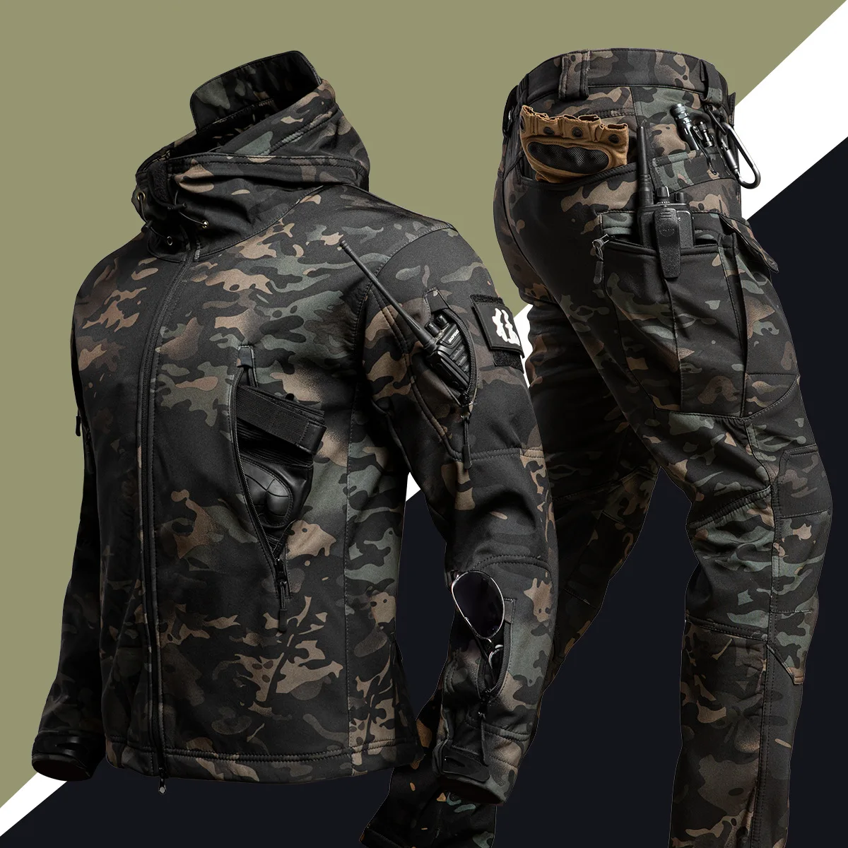 Chaqueta táctica de lana invierno hombre impermeable para senderismo - imagen 5
