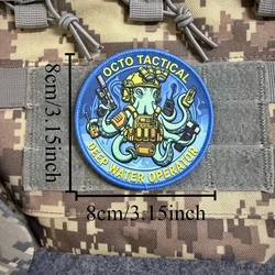 Parche Táctico Octopus Morale azul marino insignia gancho y bucle