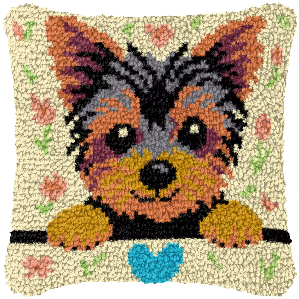 Kit gancho pestillo bordado animales – Cojín vintage decorativo