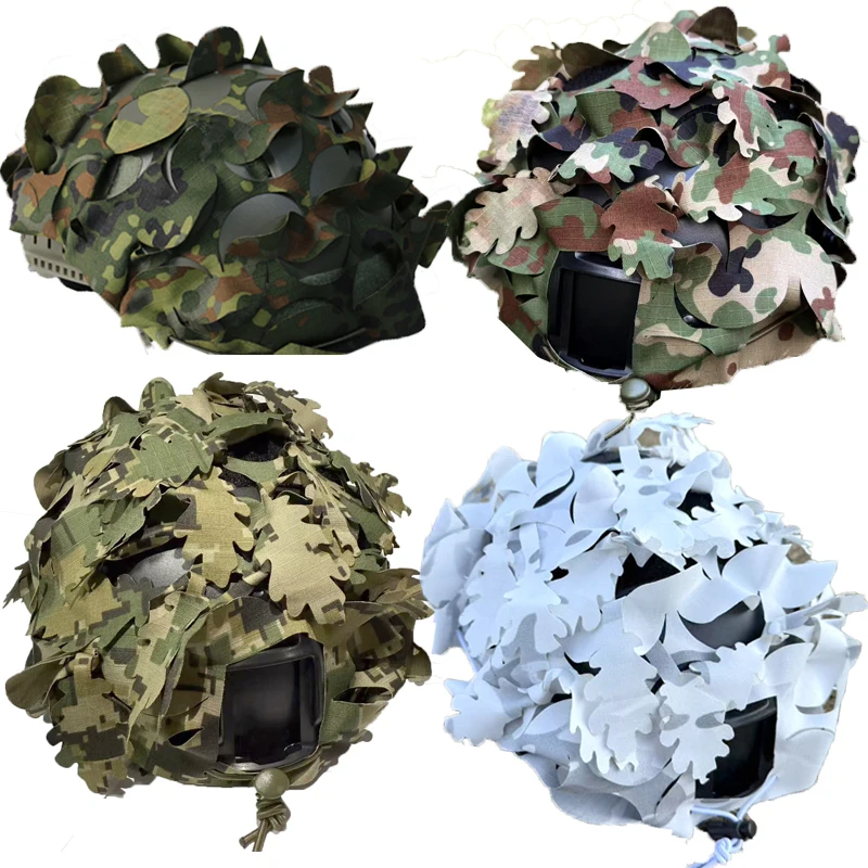 JSDF cubierta ghillie táctica para casco camuflaje hojas Scrim - imagen 5