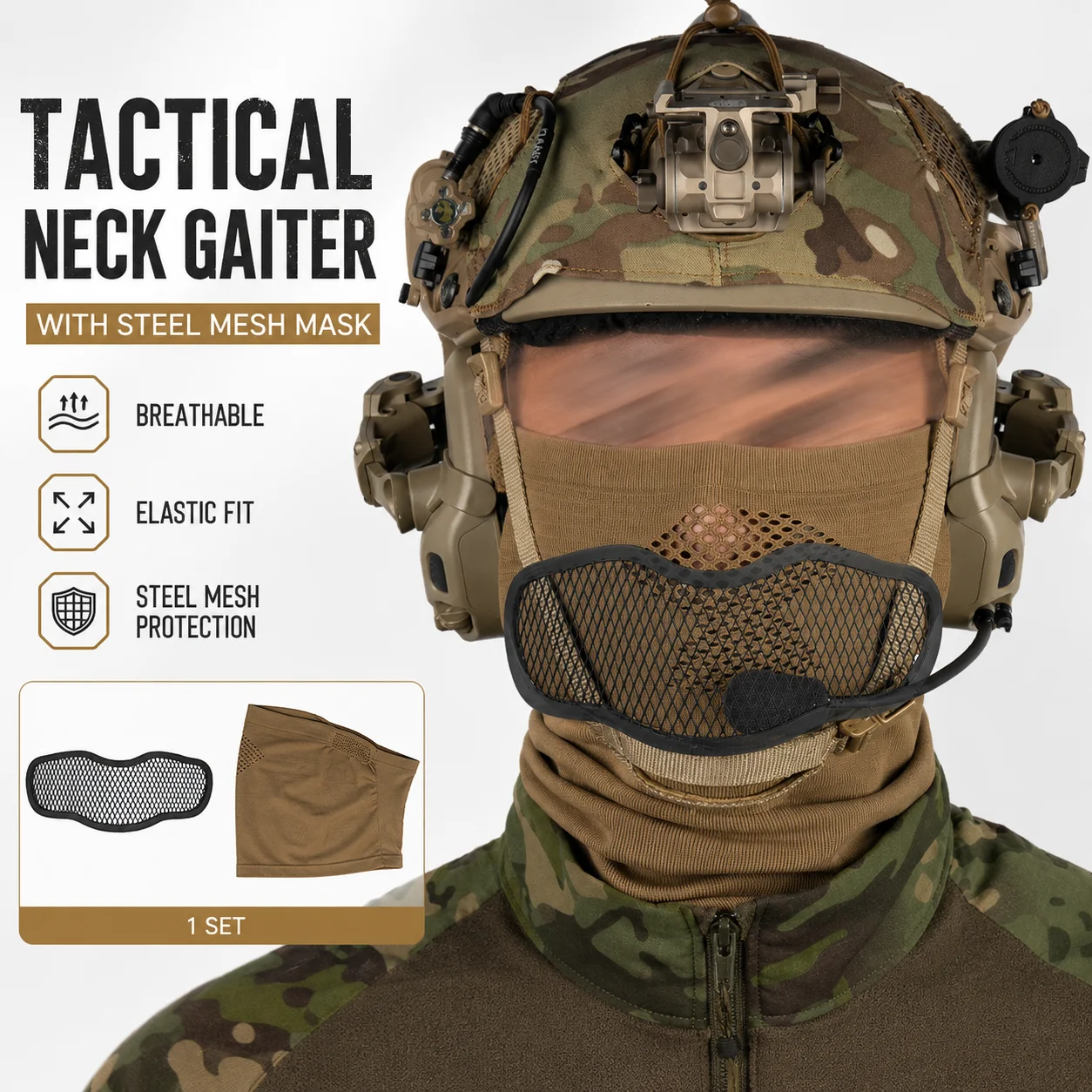 Venom V3 Protector de Cuello Táctico con Malla Metálica Desmontable - imagen 2