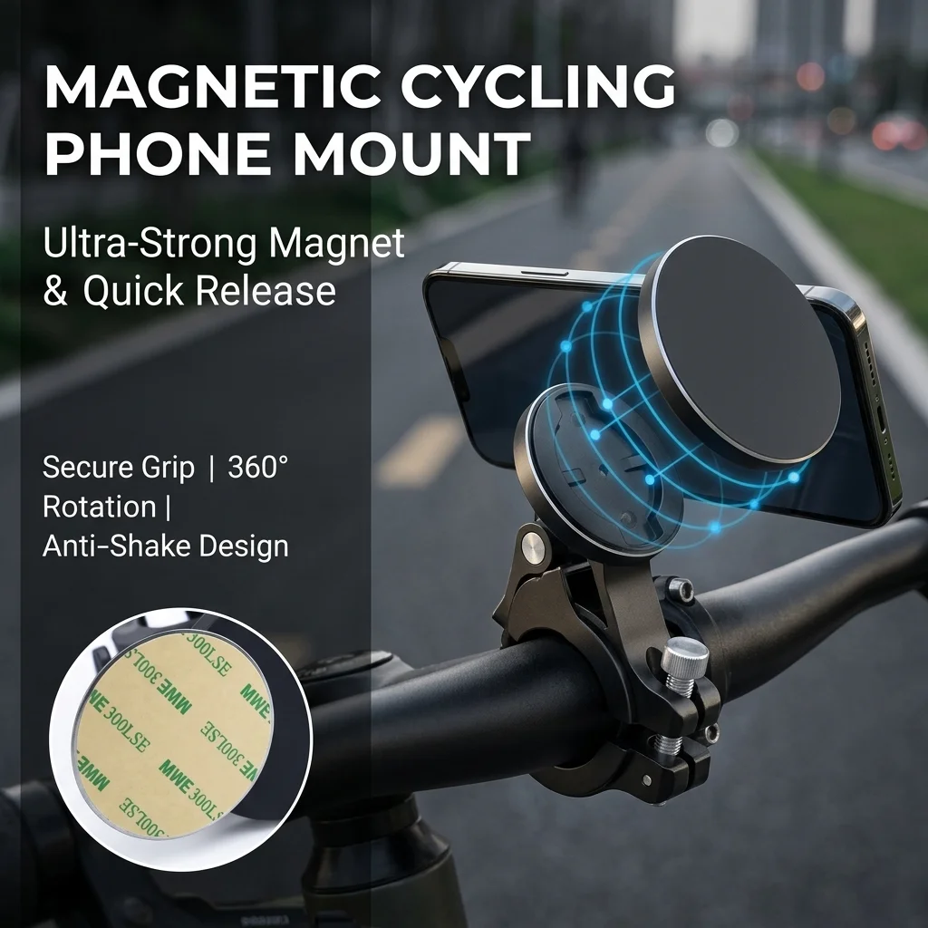 Soporte magnético teléfono para manillar bicicleta, sin taladro - imagen 5