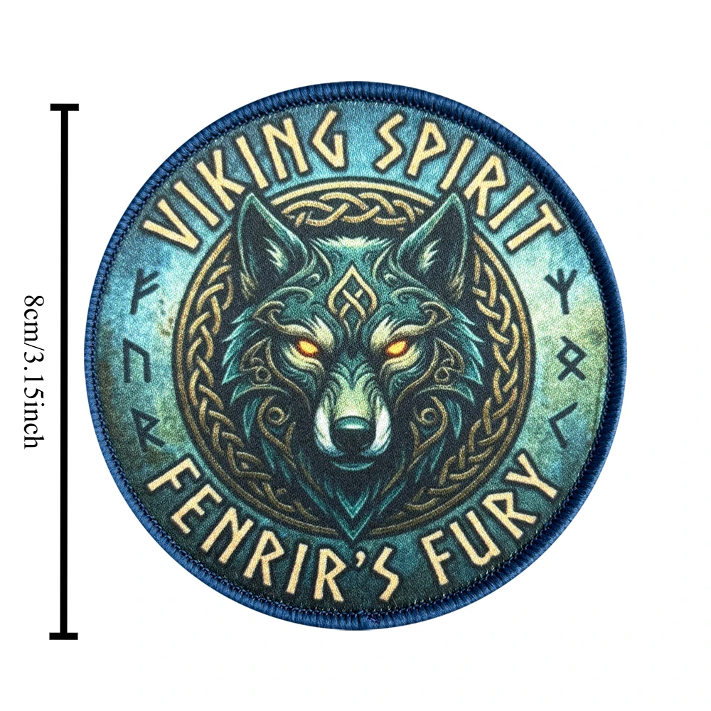 Parche táctico vikingo Fenrir con runas nórdicas gancho y bucle
