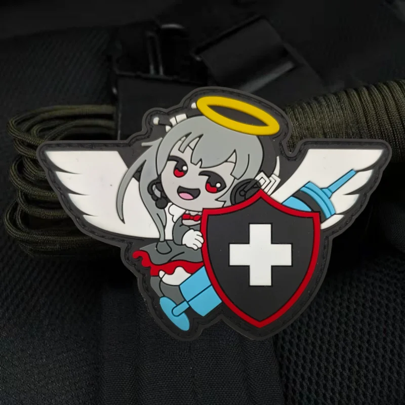 Parche táctico PVC ángel médico anime – Moral gancho y bucle MOLLE - imagen 2