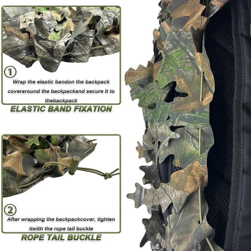 Funda camuflaje para mochila de caza forma hoja biónica 3D - imagen 3