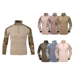 Camiseta táctica manga larga camuflaje algodón senderismo hombre
