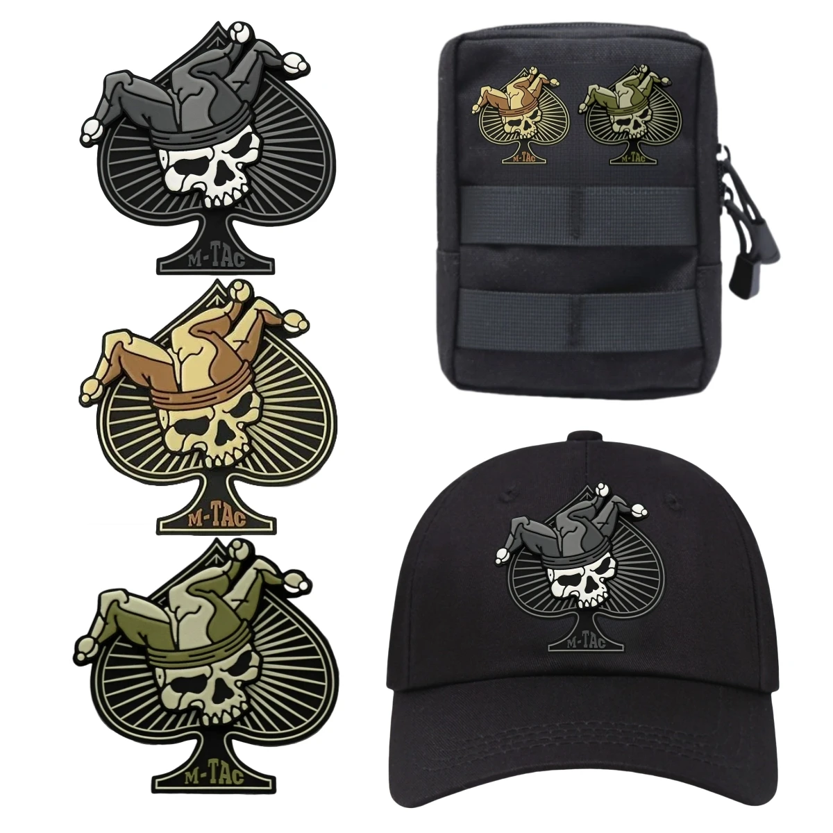 Parches tácticos PVC 3D skull joker – Para velcro en ropa y mochilas - imagen 2