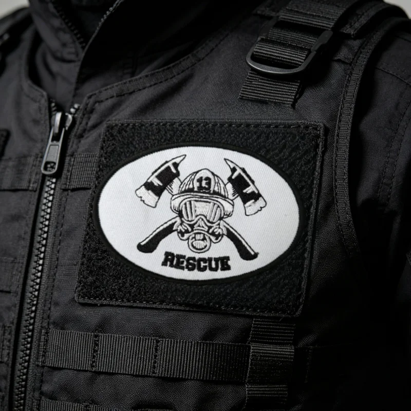 Parche táctico bordado bombero con velcro para chaleco y mochila - imagen 5