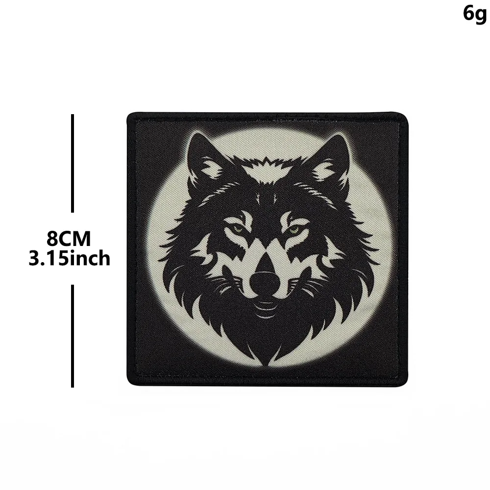 Parche táctico bordado cabeza de lobo con velcro para equipo - imagen 2
