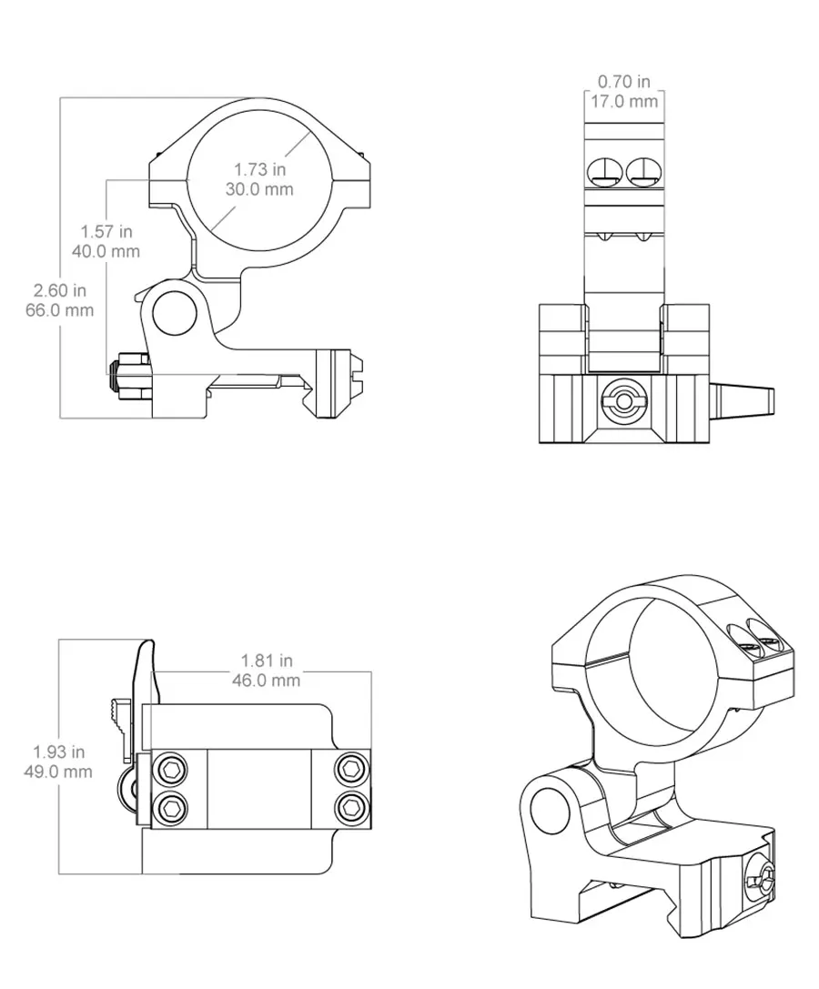 Dimensiones y acabado del anillo abatible