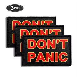 Parche bordado moral Don't Panic con cierre velcro gancho y bucle
