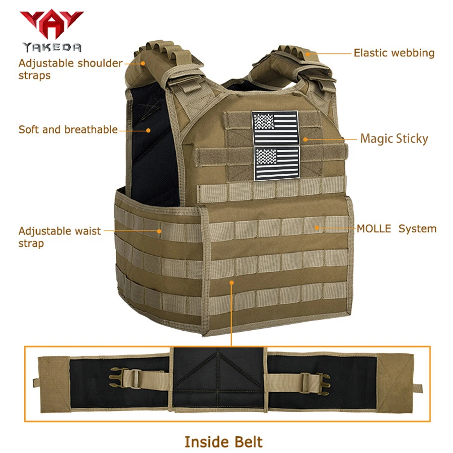 YAKEDA chaleco táctico MOLLE ligero transpirable, personalizable - imagen 4