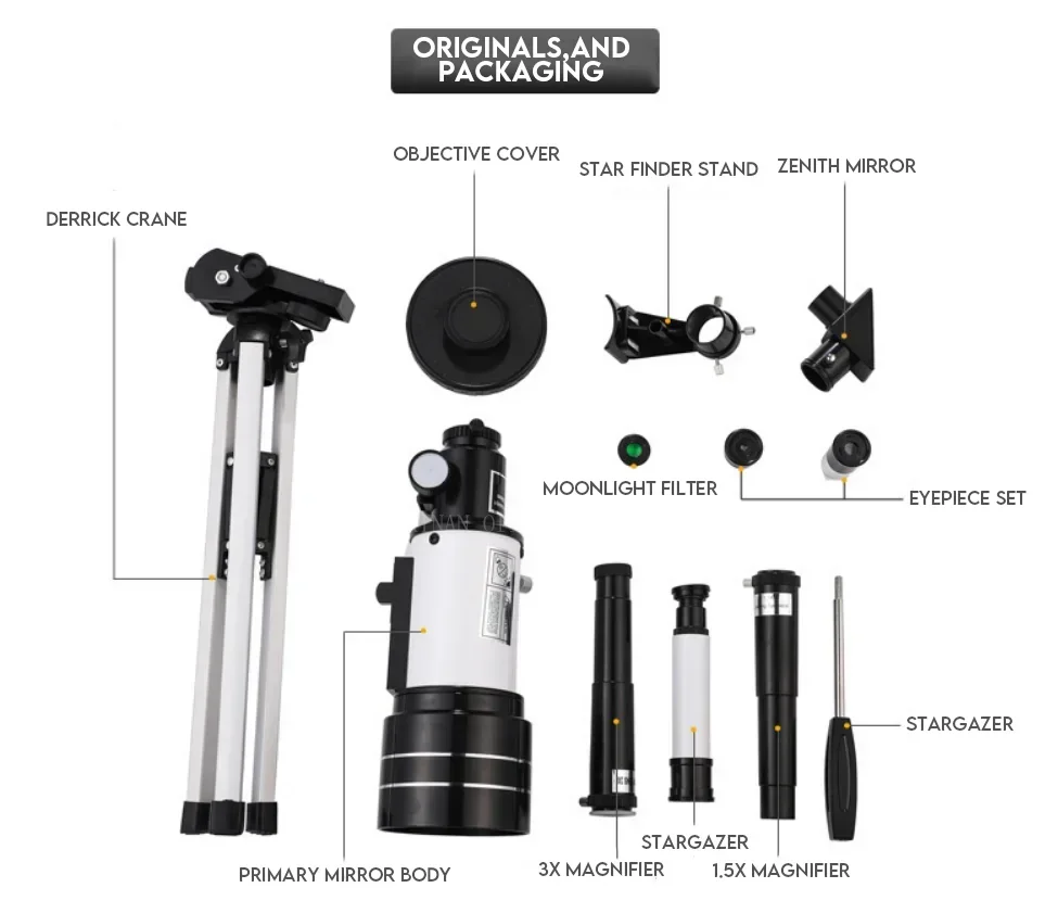 Telescopio astronómico F30070 para uso terrestre y astronómico