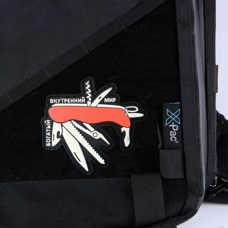Parche táctico PVC cuchillo multifuncional insignia moral militar velcro - imagen 3
