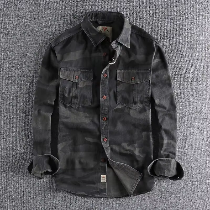 Camisa militar camuflaje algodón lavado resistente, manga larga outdoor - imagen 4