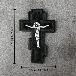 Parche de cruz de Jesús bordado táctica para ropa y mochila