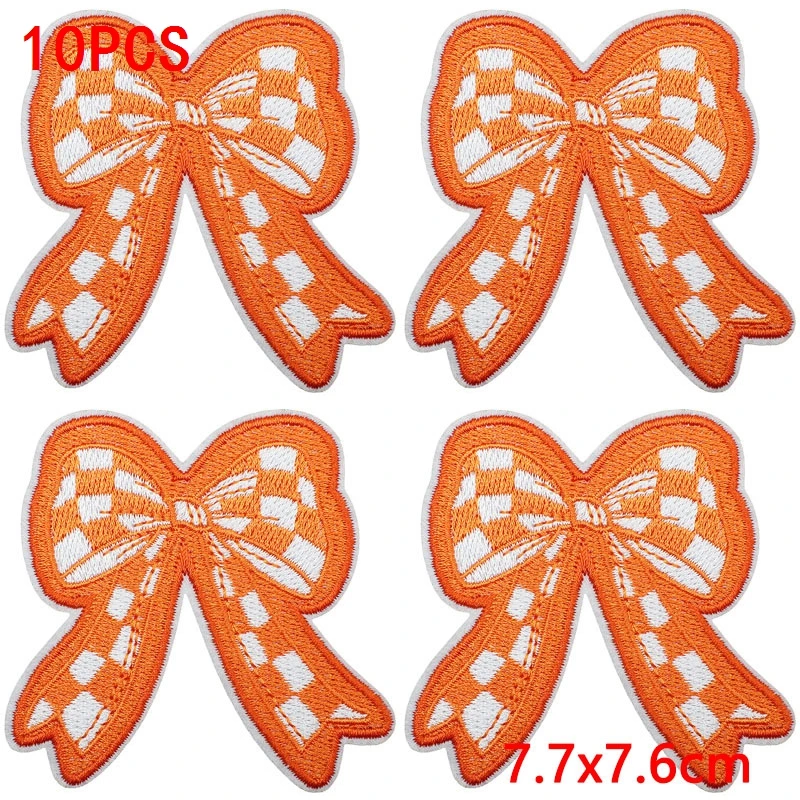 Parche termoadhesivo bordado naranja con lentejuelas estrellas lazos