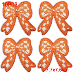 Parche termoadhesivo bordado naranja con lentejuelas estrellas lazos